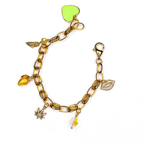 April charm bracelet 18k gold plated with charms 