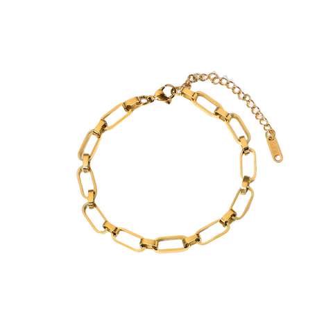 Hollowed chain link bracelet in 18k gold plated stainless steel