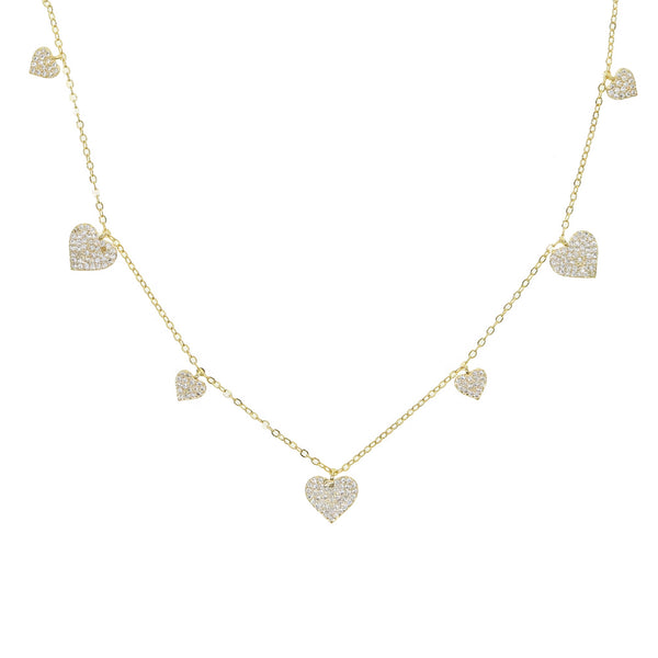 Ainia gold pave hearts necklace