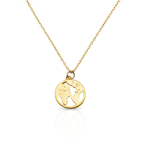 Asteria 18k gold plated sterling silver world map pendant necklace