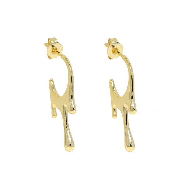 Menippe drippy trend hoop earrings in 18k gold plated brass