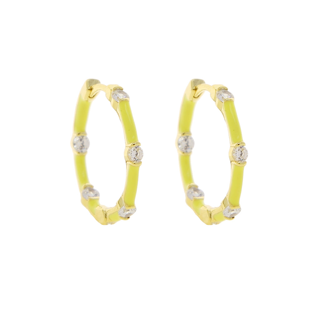 Pisto medium hoop earrings yellow 18k gold plated enamel