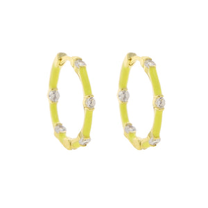 Pisto medium hoop earrings yellow 18k gold plated enamel