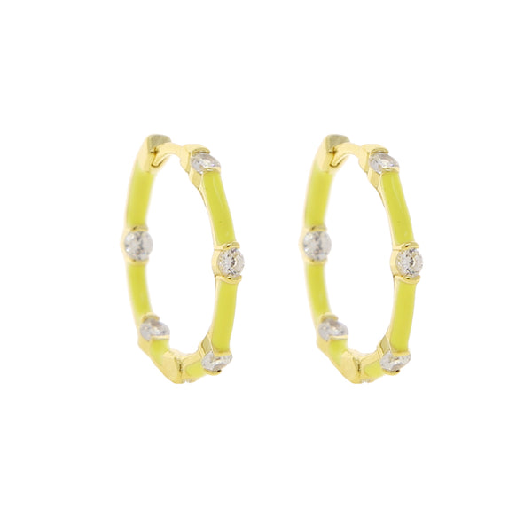 Pisto medium hoop earrings yellow 18k gold plated enamel