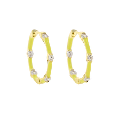 Pisto medium hoop earrings yellow 18k gold plated enamel