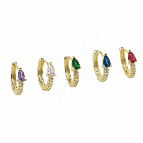 Clonie coloured huggie hoop earrings in various coloured cubic zirconia stones