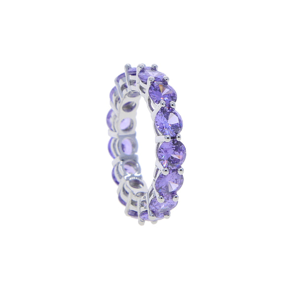 Kara purple pave round eternity ring