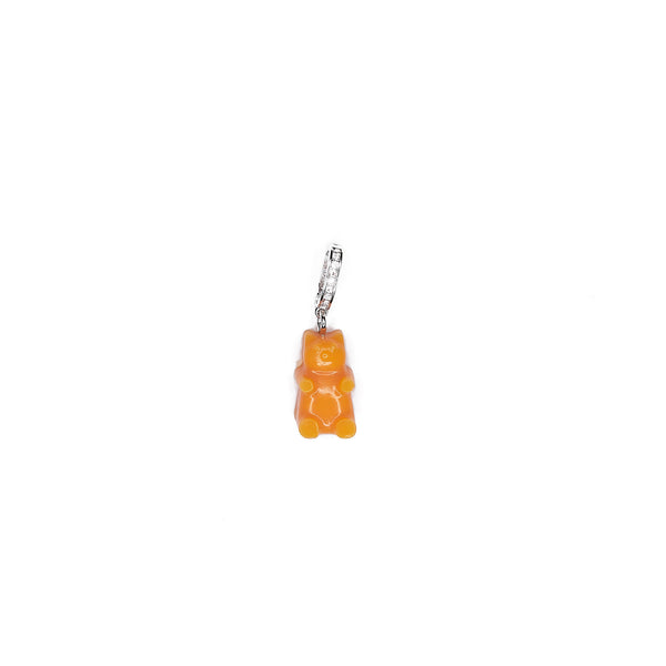 Orange resin gummy bear with white gold bail